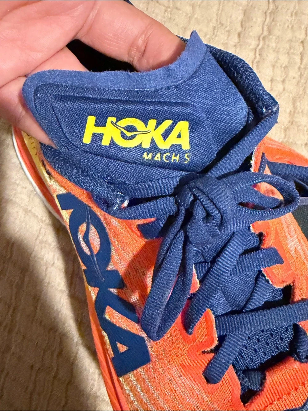 Hoka Men's Orange, Yellow & Navy Lightweight Running Shoes
